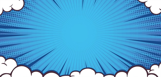 Vector comic blue background with cloud