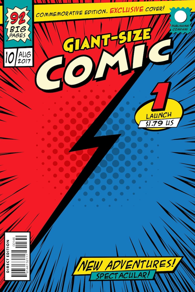 Vector comic book cover background versus red and blue