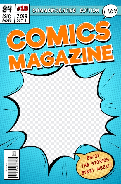 Comic book cover. retro cartoon comics magazine. vector template in pop art style