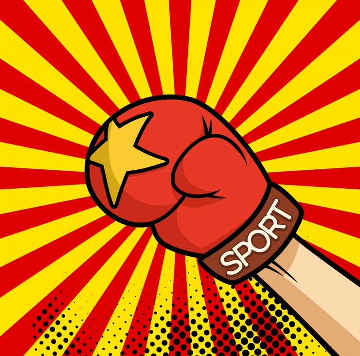 Vector comic book fist illustration of punching glove