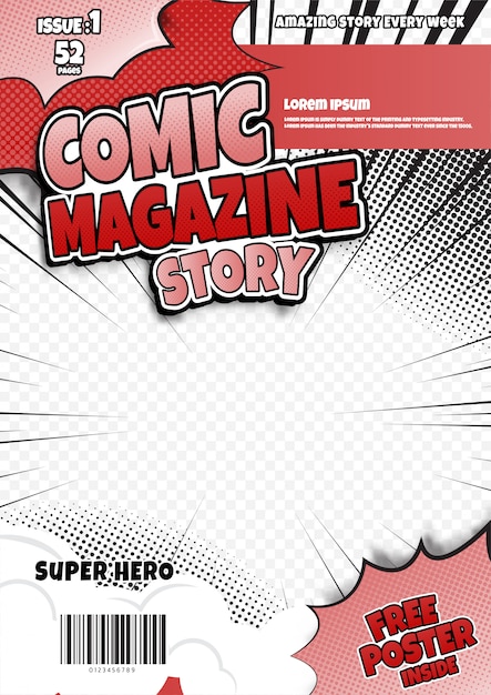 Comic book page template design. magazine cover