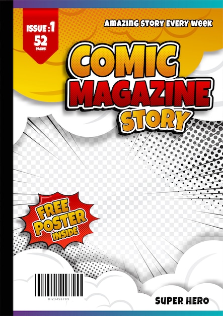 Vector comic book page template, magazine cover