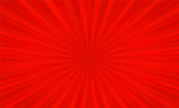 Comic book pop art strip radial on red background