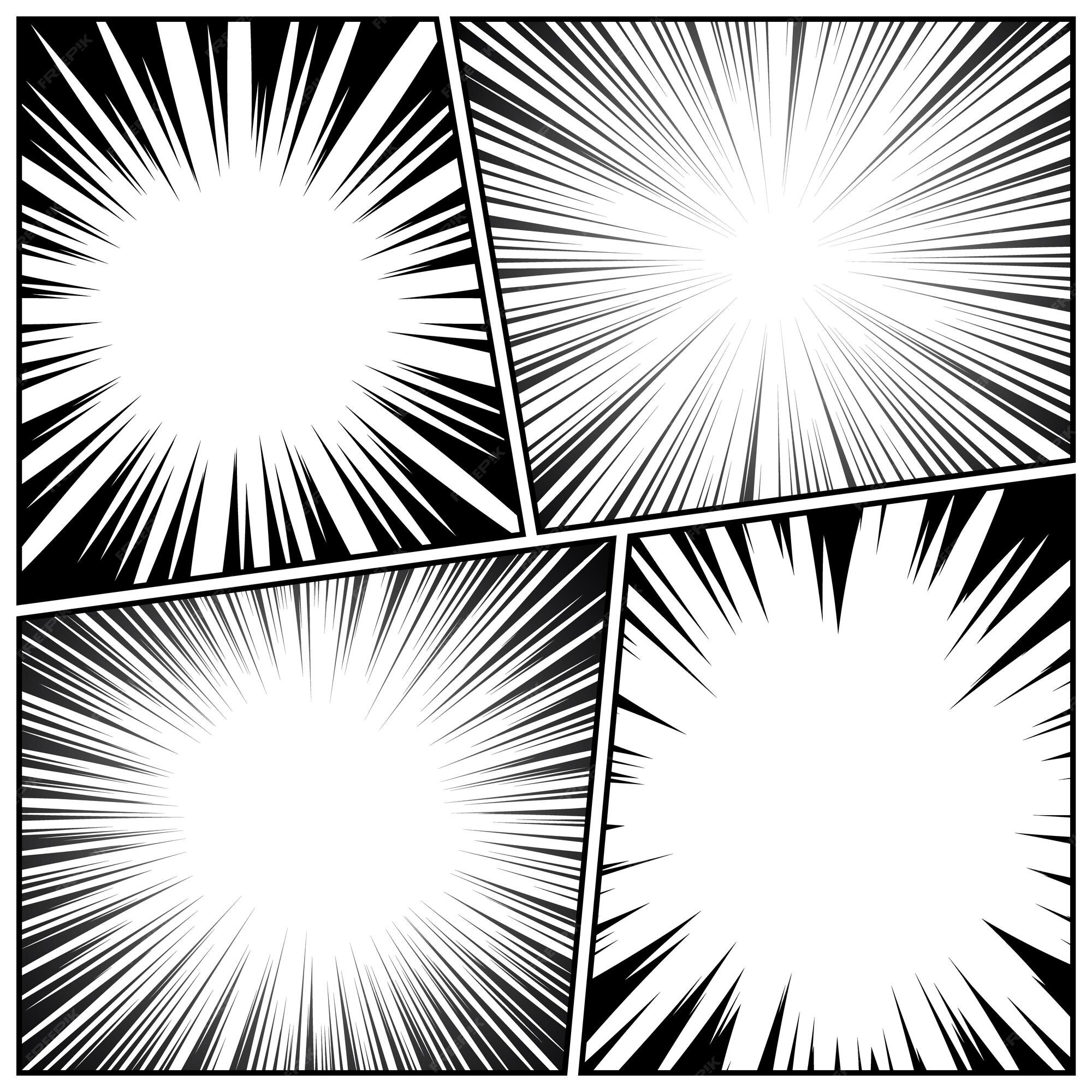 Manga Speed Lines Vector Grunge Ray Illustration Black And White Space For  Text Comic Book Radial