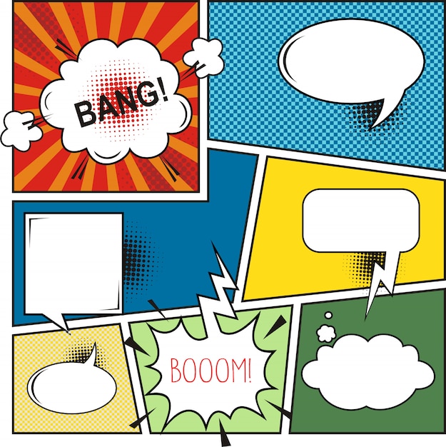 Comic book speech bubbles. retro designelementen