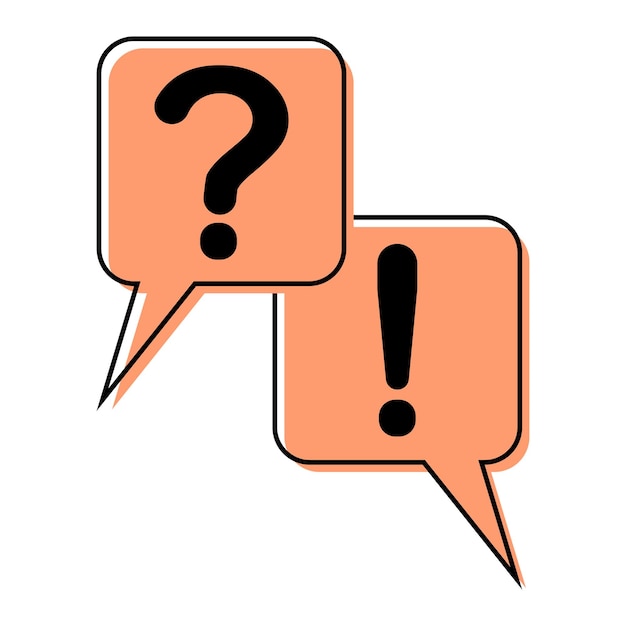 Comic book style question and answer icon Interactive speech bubble cartoon