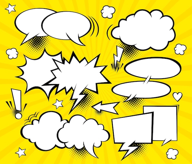 Vector a comic book style speech bubble with a yellow background.