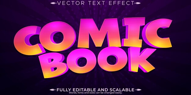 Comic book text effect editable retro and superhero customizable font style