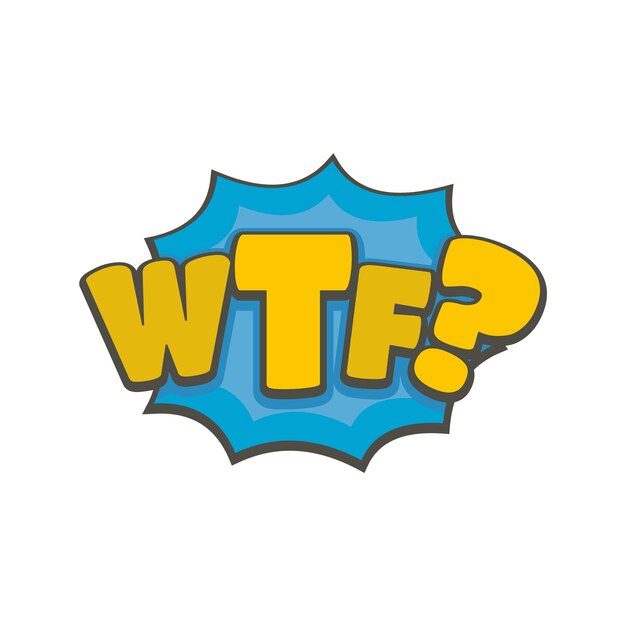 Comic Boom WTF 아이콘 흰색 배경에 고립된 Comic Boom WTF 벡터 아이콘의 평면 그림