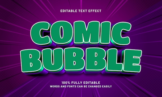 comic bubble bewerkbare tekst-effecten met een kinderen en komische thema
