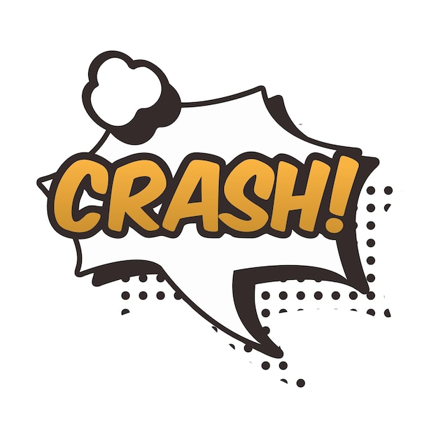 A comic bubble with the word crash on it