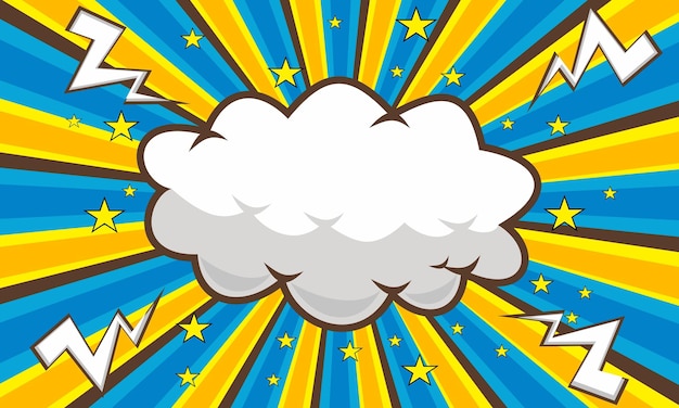 Vector comic burst background with cloud and star