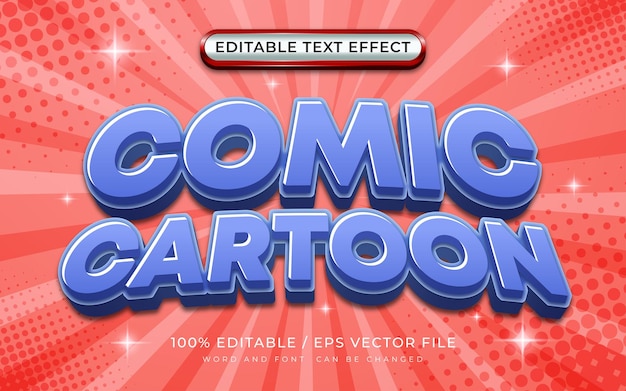 Comic cartoon 3d bewerkbaar teksteffect