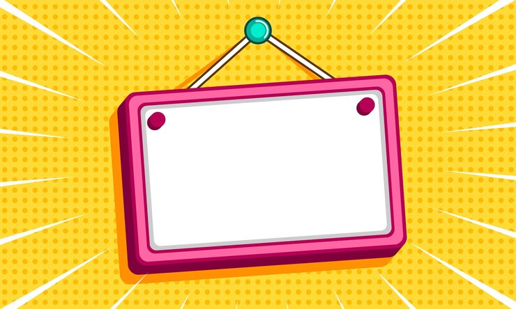 Vector comic cartoon blank sign board background