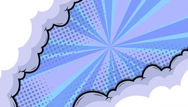 Comic cartoon blue background with cloud