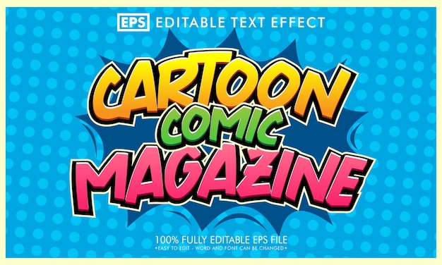 Vector comic cartoon editable text effect