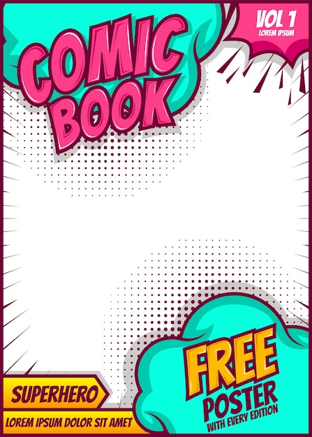 Comic cartoon magazine template background