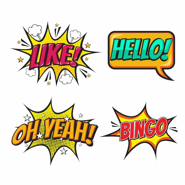 Vector comic cartoon speech bubbles collection set