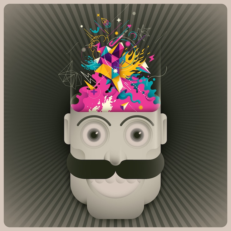 Vector comic character with abstraction