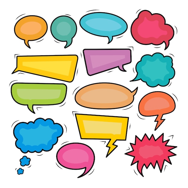 comic chat bubble colorfull vector set