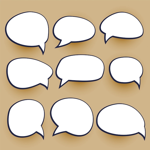 Comic chat bubbles elements set