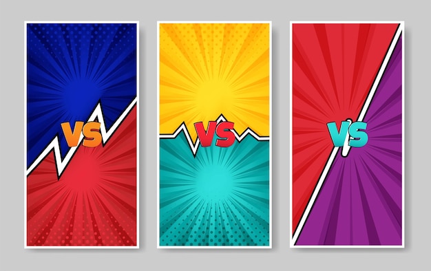 Vector comic collection vertical banner sunburst style