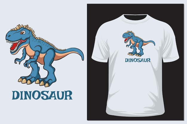 Disegno della maglietta del dinosauro comico vettore