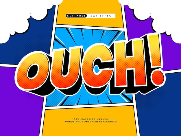 Vector comic editable text effect ouch