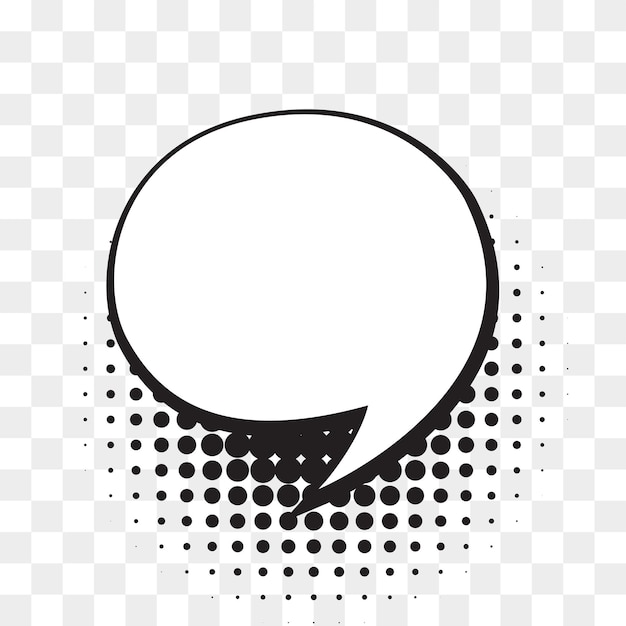 Comic empty speech bubble on halftone dots background in retro style