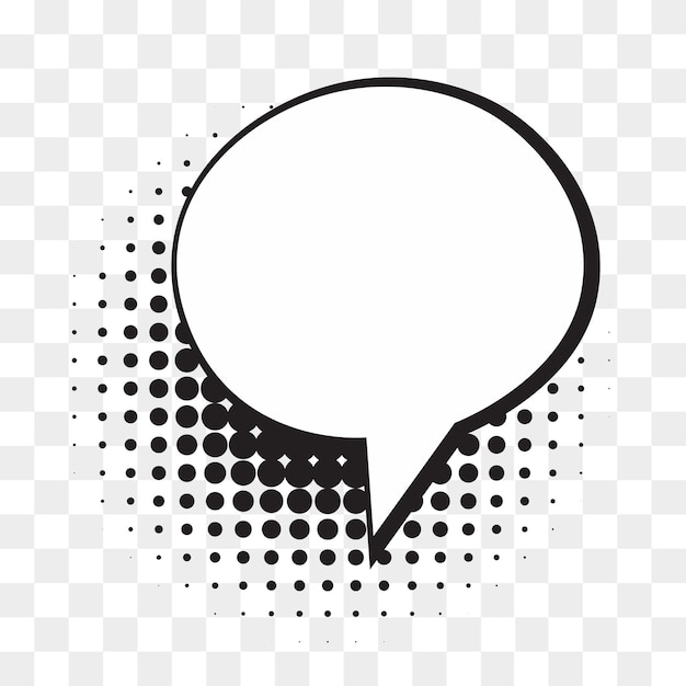 Comic empty speech bubble on halftone dots background in retro style