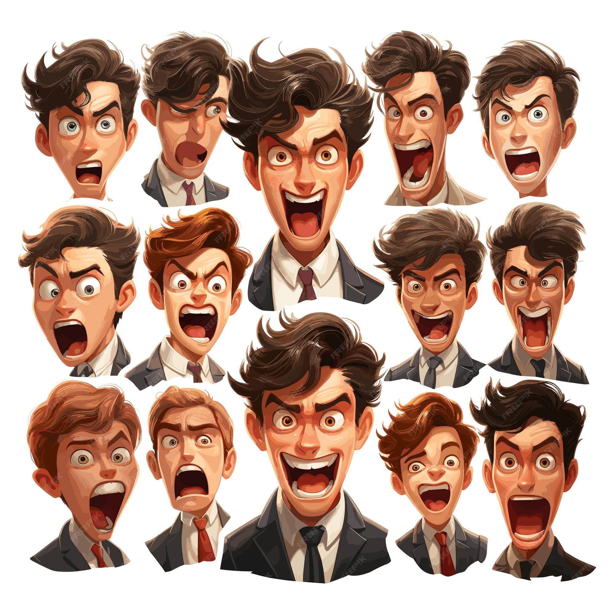 Premium Vector  Comic face expressions set