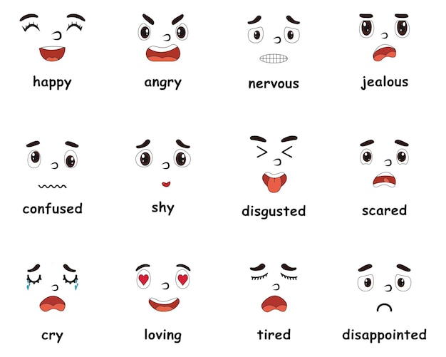 Premium Vector  Comic face expressions set