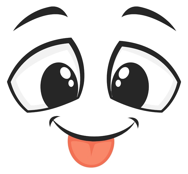 Vector comic face with tongue out playful cartoon emoji