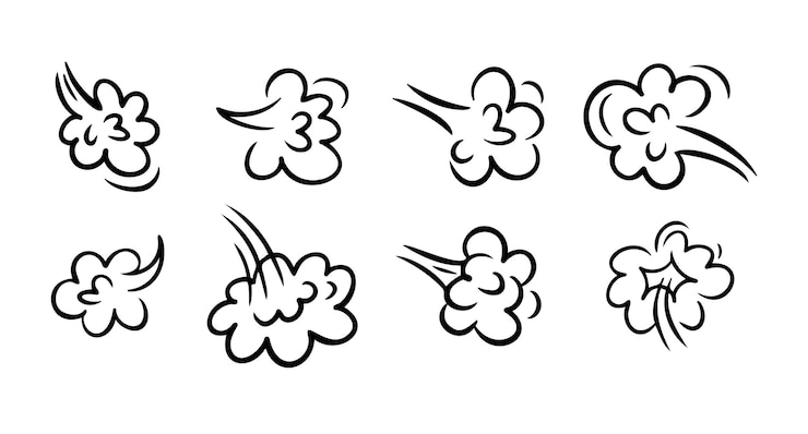 Vector comic fart cloud bad stink balloon smoke gas cloud in comic style explosion angry breath vector