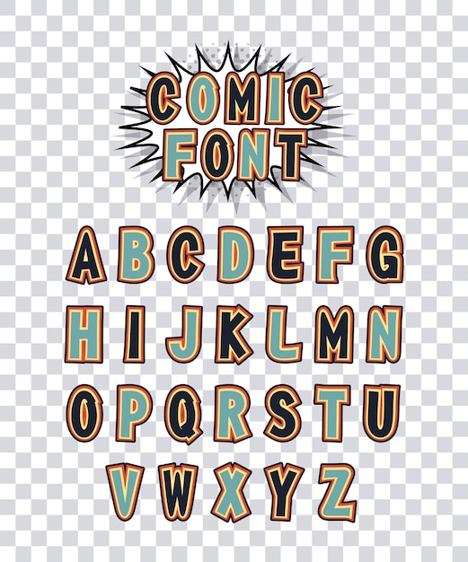 Vector comic font alphabet pop art