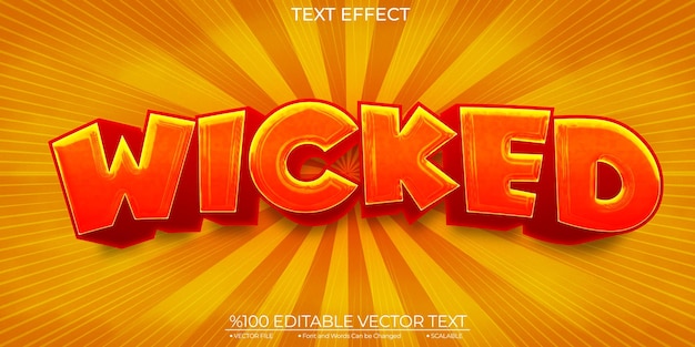 Comic Font Wicked Template Редактируемый 3d векторный текстовый эффект