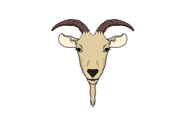 Vettore disegno vettoriale della testa dell'animale domestico della faccia di capra comica