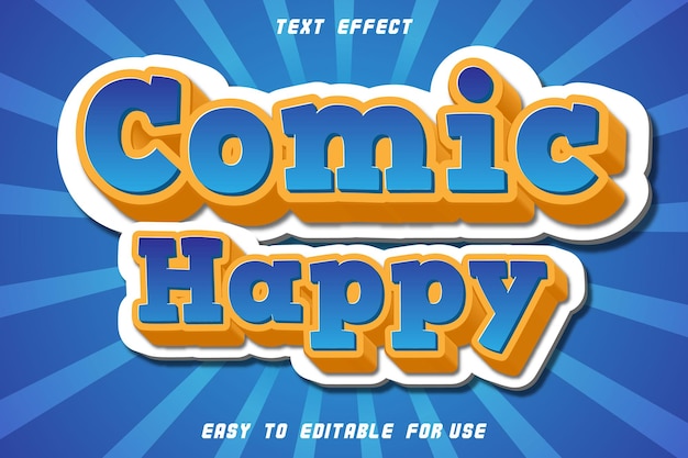 Comic happy editable text effect emboss comic style