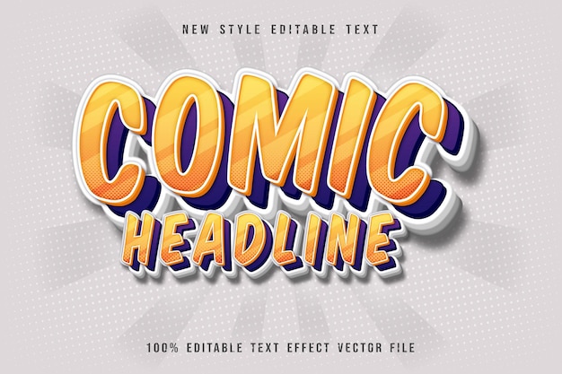 Comic headline editable text effect emboss cartoon comic style