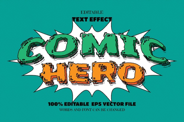 Vector comic hero text editable font effect