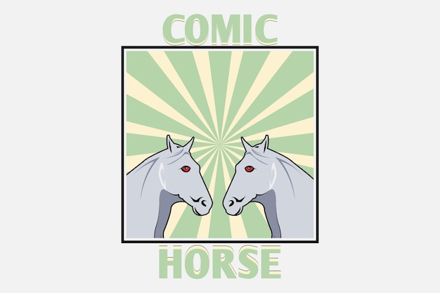 Vector comic horse retro vintage design landscape