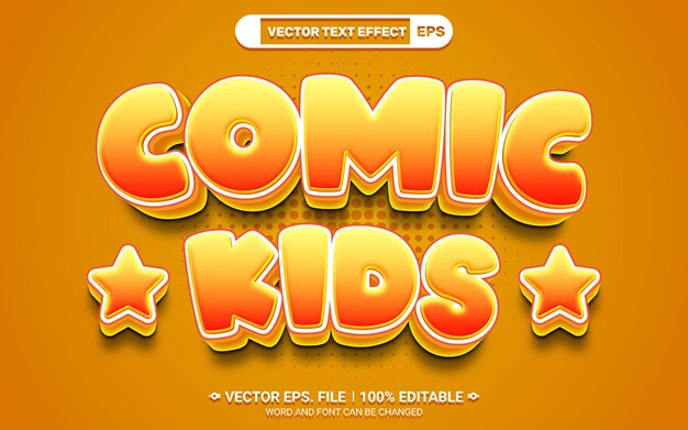 Comic kid bewerkbare 3D vector tekst stijl effect