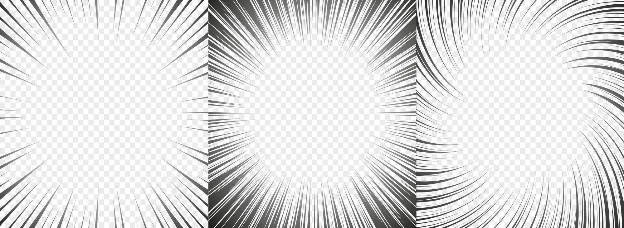 Premium Vector | Comic manga radial lines with speed effect for comics  book. black and white explosion background. flash ray blast glow. vector  frames.