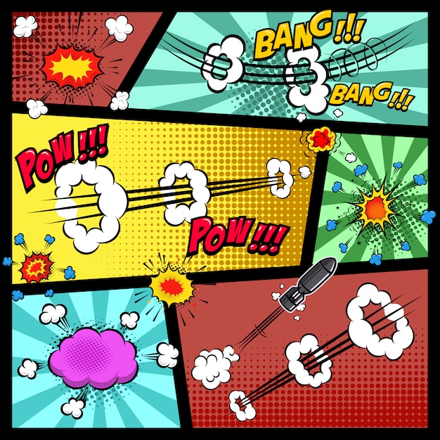 Comic page mockup with color background. pop art speech bubbles.  element for poster, card, print, banner, flyer.  image