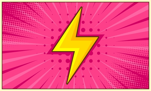 Comic pink background with thunder flash illustration