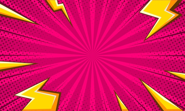 Comic pink background with thunder illustration