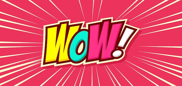 Comic pink background with wow colorful text