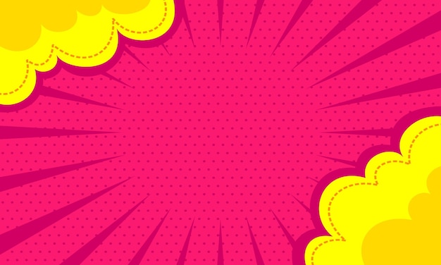 Comic pink background with yellow cloud frame