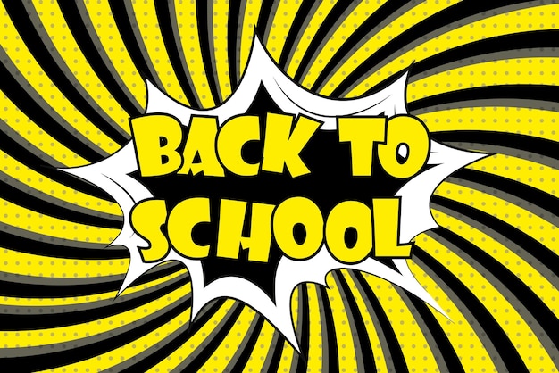 comic pop art background back to school label cartoon vector illustration