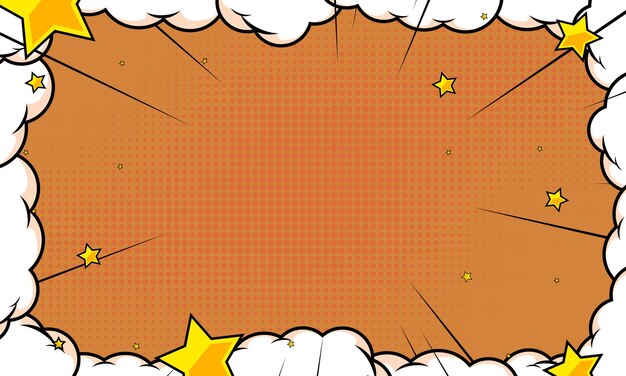 Vector comic pop art yellow background with cloud illustration